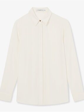 MM Lafleur | Lagarde Shirt Eco Soft Wave Long-Sleeve Button-Up Blouse Ivory SZ4